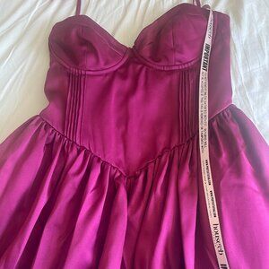 House of CB Dress "Coco" Burgundy Satin Tulle Midi Dress